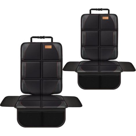 Set de 2 Protections de Sièges de Voiture, Compatible ISOFIX, Noir, Grande Surface, Poches Organisatrices, Véhicules (1/4)