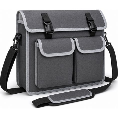 Sac à outils bandoulière en toile Oxford 20 L gris grand format (1/5)