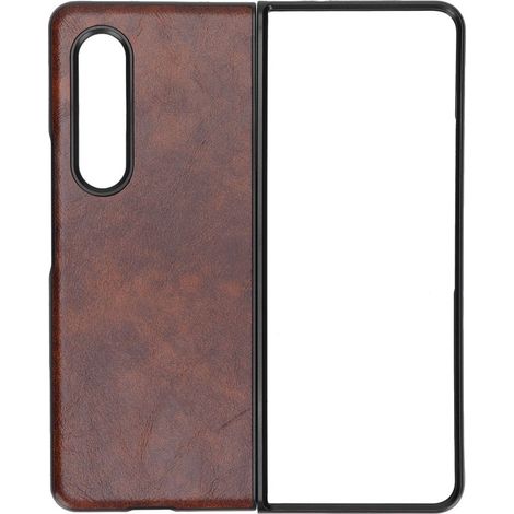 Stoßfeste Handyhülle aus Leder im Business-Stil für Samsung Galaxy Z Fold 3, Braun (1/5)