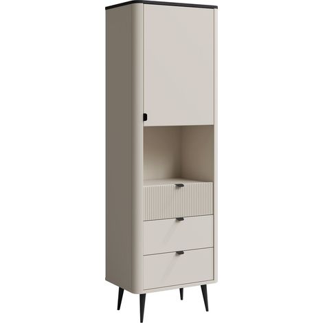Estantería Lufela 103, Cachemira + Mármol gris, Con puertas, Cerrable, Con cajones, MDF, Aglomerado laminado, Número de puertas: 0, Número de cajones: 0, 191x60x40cm