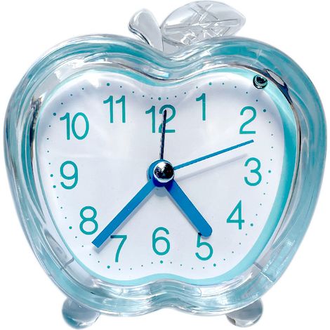 1 pièce horloge réveil design pomme en cristal avec veilleuse intégrée, ronde, en plastique, silencieuse à balayage, créative, transparente, style moderne, cadeau pomme Eve, décor de maison (1/4)