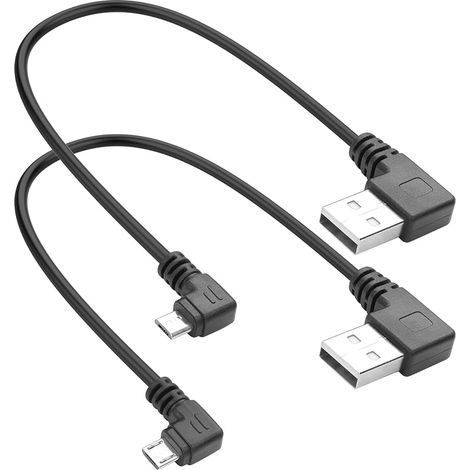 Câble micro USB de 9 pouces, câble de charge court USB A vers Micro USB avec connecteurs coudés gauche et droit pour transfert de données, pour smartphones, caméras embarquées et appareils (1/5)