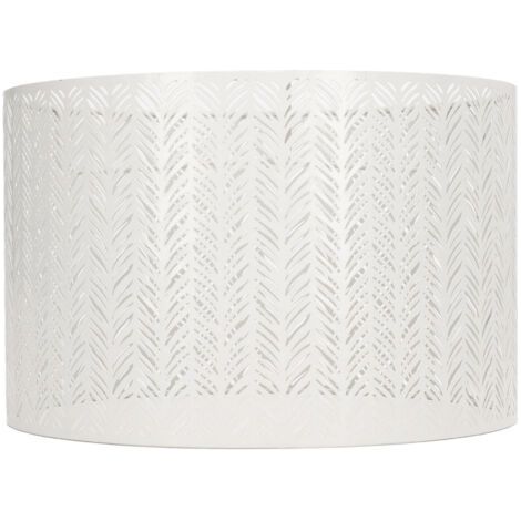 QORVA- Abat-jour tambour E27 E14 en forme de feuille de sapin, couvercle d'abat-jour décoratif en métal ajouré pour lampe de plafond murale de Table blanc