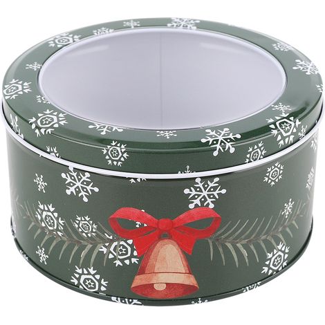 Boîte De Rangement Ronde Thème Noël Père Noël - Pour Bonbons Biscuits Cadeaux Décoration Maison - Vert - 1 Pièce (1/5)
