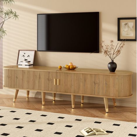 Mobile TV con porte scorrevoli 175 x 38 x 45 cm, MDF, effetto legno HAVRYA (1/5)