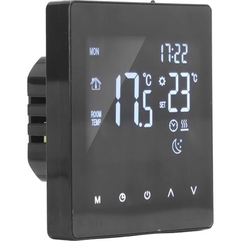 Thermostat intelligent à écran tactile entièrement noir pour chauffage au sol, AC 90-240VK2MRH3A, convient aux chauffe-eau/chaudières. (1/5)