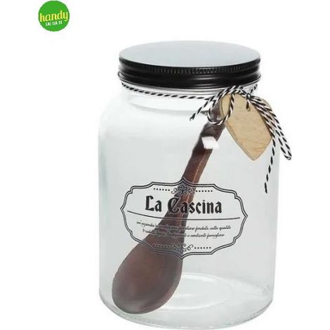 Barattolo Con Coperchio E Cucchiaio Medio 950 Cc La Cascina Vetro Trasparent (1/2)