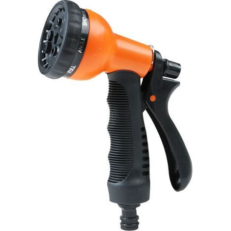 Garden hose nozzle, ABS, 7 spray patterns, Orange (1/5)