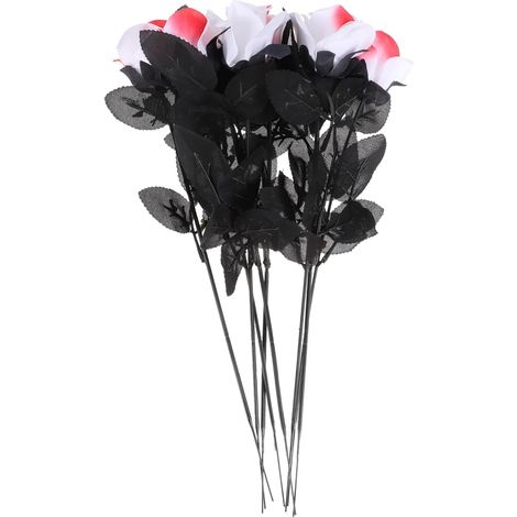 Lot de 8 Roses Artificielles Rouges Sang en Tissu Réaliste, Décoration Halloween pour Maison, Salon et Fête, Fleurs D’Halloween Légères et Solide pour Ambiance Festive (1/5)