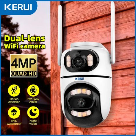 Caméra IP WiFi sans fil extérieure 4MP, double objectif, double écran, vidéosurveillance de sécurité domestique. (1/5)