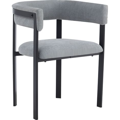Lot de 6 chaises de salle à manger en chenille grise avec dossier enveloppant, design contemporain (1/5)