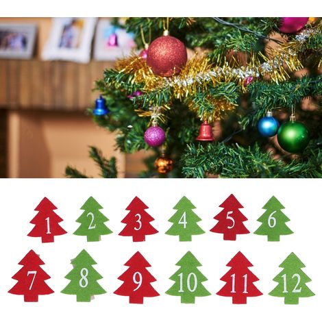 Weihnachtshaarspangen aus Holz, dekorative Fotoclips aus Hanfseil, Haarspangen in Form eines Weihnachtsbaums, nummerierte Haarspangen (24 Stück), bunte Haarspangen aus Holz (1/5)