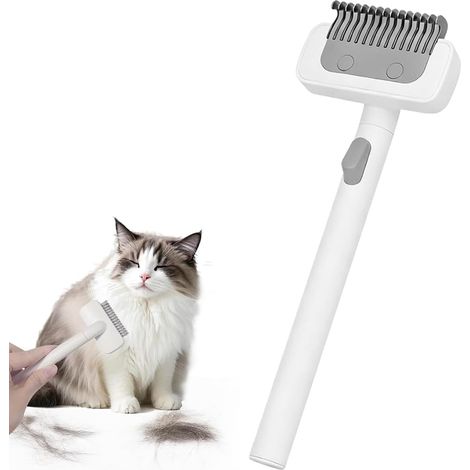 Brosse Chat et Chien Poil Long, Peigne Coupe Noeud Professionnel pour Élimination du Sous-Poil et des Nœuds, Brosse de Toilettage Efficace pour Animaux de Compagnie, Blanc et Gris