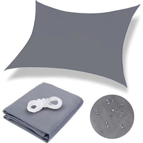 Voile d'ombrage rectangulaire 3x3 m, imperméable, anti-UV, résistante au vent et respirante, toile de pergola pour terrasse, balcon, jardin extérieur. (1/5)