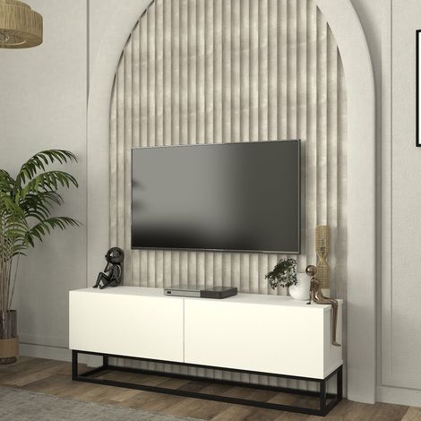 TV-Lowboard Nolven langes Gestell 135x32x47 cm Weiß [en.casa]
