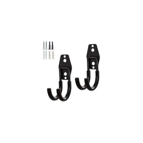 Set mit 2 robusten Mehrzweck-Garagenhaken, Wandhaken aus Stahl, Organizer für Gartengeräte (Kleines J, 2 Stück)