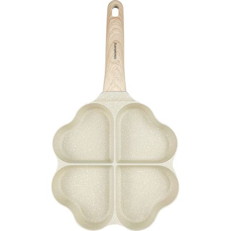 Poêle en marbre 4 en 1 cœur pour crêpes, œufs, pancakes 19x19cm BEIGE KLAUSBERG KB-7819 (1/5)