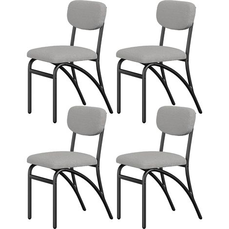 Lot de 4 Chaises de Salle à Manger en Tissu Bouclé - Design Moderne et Empilable - Pieds en Métal (1/5)