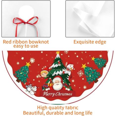 Gonna per albero di Natale, tappetino per albero di Natale da 90 cm, copertura per base albero di Natale, gonna per albero di Natale per decorazioni natalizie e feste 10 (1/4)