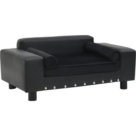 Canapé pour chien Canapé Lit chien chat sur pied Noir 81x43x31 cm Peluche et similicuir 69993 (1/5)