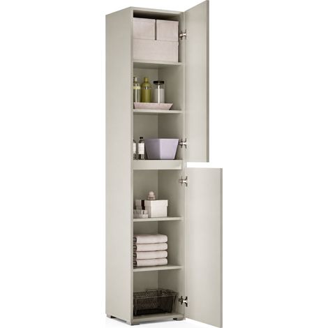 Armario Multiusos 2 Puertas Daisuke, 5 Estantes, 2 Puertas Made in Italy, Gola para Abertura, 45x195h cm Gris Claro (1/4)