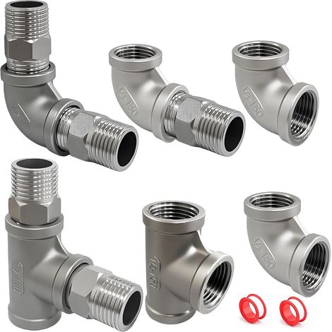 Raccord de Tuyauterie en Acier Inoxydable 1/2", 11 Pièces (1/5)