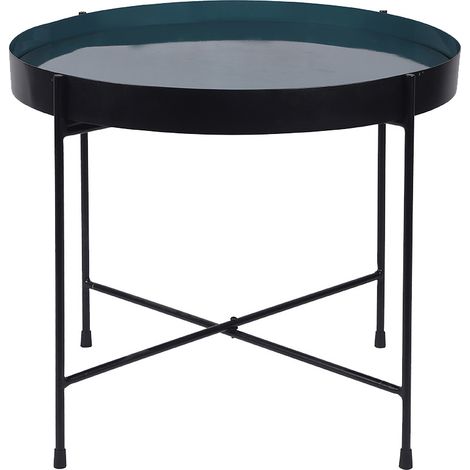 Tavolino da salotto con piano reversibile blu anatra / nero SATEEN