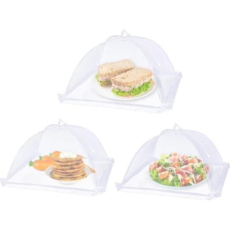 3-teiliges, faltbares Lebensmittel-Abdeckset, insekten- und fliegensicher, aus Netzgewebe, faltbares Schirmzelt für Grillabende, Picknicks, Lebensmittel, Fleisch, Geschirr und Obst (1/5)