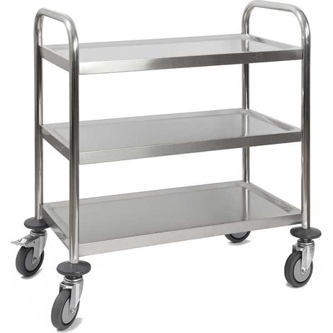 Chariot Inox 3 Plateaux - 710x410xH810 mm - Matériel CHR Pro
