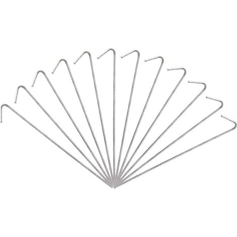 Piquets de tente, lot de 12, 18 cm, crochets en acier, piquets en aluminium pour sols durs, piquets de jardin, idéaux pour le camping, les filets d'extérieur, les bâches. (1/4)