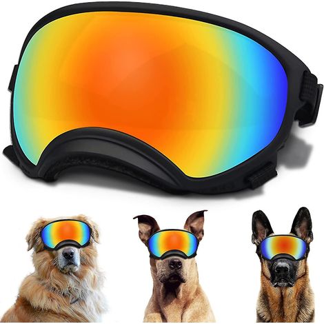 Filiyano-Lunettes pour chien, lunettes de soleil de protection UV avec sangle réglable, coupe-vent et antibuée pour animaux de compagnie en extérieur (1/5)