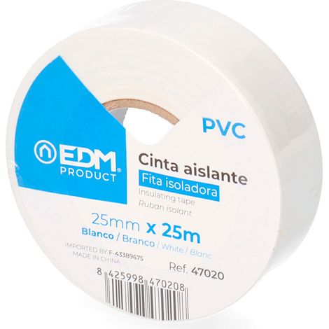 Cinta aislante 25 MTS.x 25 mm. blanca EDM (1/4)