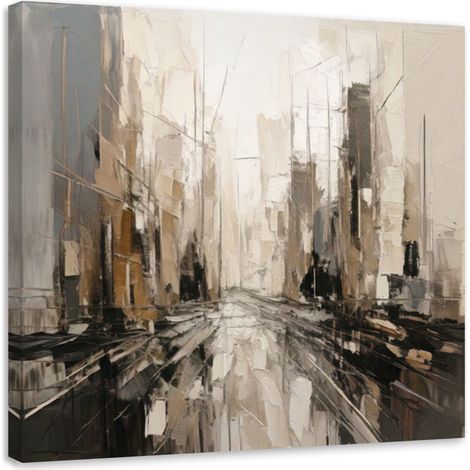 Wandbild für das Schlafzimmer Stadt Abstraktion Beige Stadtlandschaft 60x60 cm