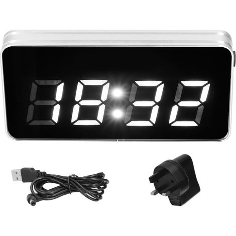 Réveil Mural LED Miroir Verre Aluminium Calendrier Perpétuel Lumineux 24h Précision Élevée pour Bureau Salon Chambre Design Moderne (1/5)