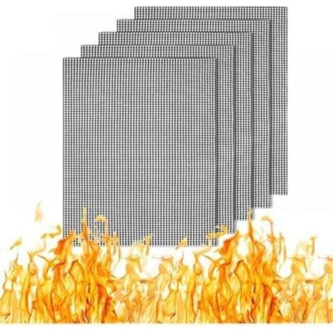 [JAMAIS UTILISÉ] Lot de 5 tapis de cuisson en maille, antiadhésifs, réutilisables, durables, pour charbon de bois et gaz, noirs (1/4)