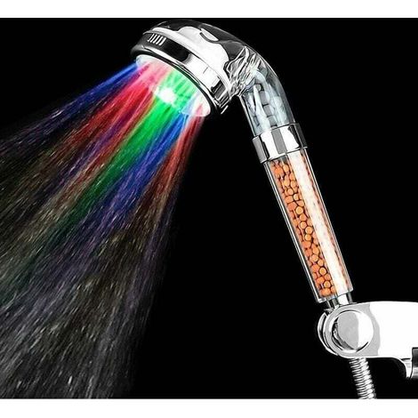 Soffione doccia a LED con filtro, luce e doccetta con 7 colori variabili e pompa di sovralimentazione dell'acqua - Crezuo (1/4)