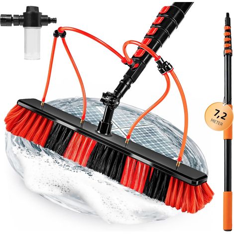 7.2 m with 4 Holes Telescopic Roof Brush, Pole Cleaning Roof, Telescopic Handle 7.2 m with Water Connection, Telescopic Pole Cleaning Solar Panels, Telescopic Broom Brush 1 Piece (1/5)