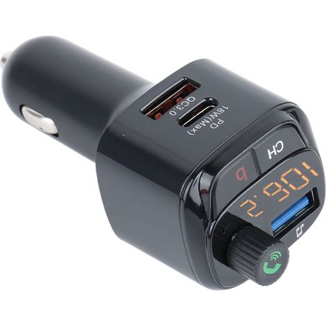 Adaptateur Bluetooth pour voiture V5.0, transmetteur FM Bluetooth, lecteur MP3, avec double fonction de chargement USB (1/5)