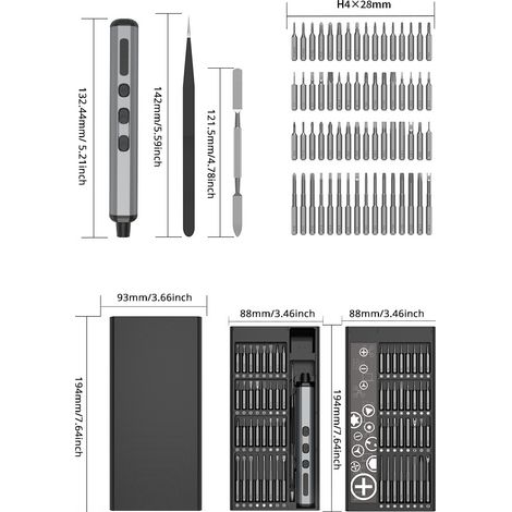 Zoternen 68in1 Mini-Elektroschraubendreher, Präzisions-Magnetwartung, Wartung / CR-V-Schauspieler / Typ-C-Aufladung