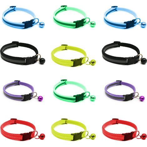 12er-Pack Welpenhalsbänder aus weichem Nylon mit Sicherheitsverschluss, verstellbare Größe (S und M), zur Welpenkennzeichnung von der Geburt bis zur 8. Woche (1/5)