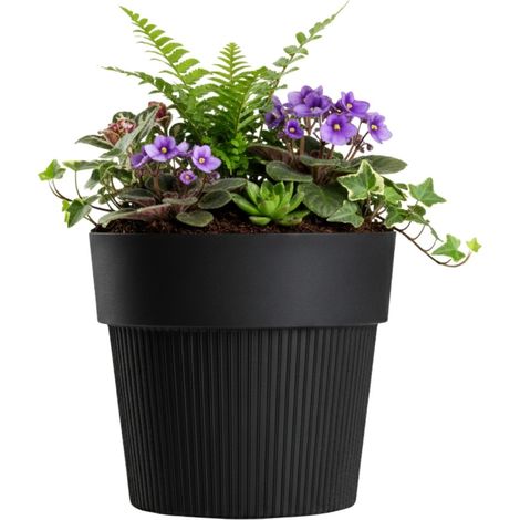 SILVA LINE recycelter Blumentopf, schwarz, H 13,8 x 16 cm