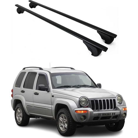 OMAC Dachträger Querträger für Jeep Cherokee KJ 2002-2007 – Abschließbar – Max. 75 kg – 2 Stangen Stahl Schwarz (1/5)