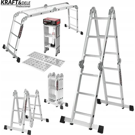 Escalera plegable con plataforma de aluminio 4 x 3 346 cm MÁX. 150 kg Ktaft&Dele (1/5)