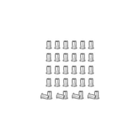 Lot de 50 écrous à riveter M6 en acier inoxydable - Écrous à rivets aveugles à tête plate - Insert fileté - Écrous pour fixation de meubles, décorations, artisanat (1/5)