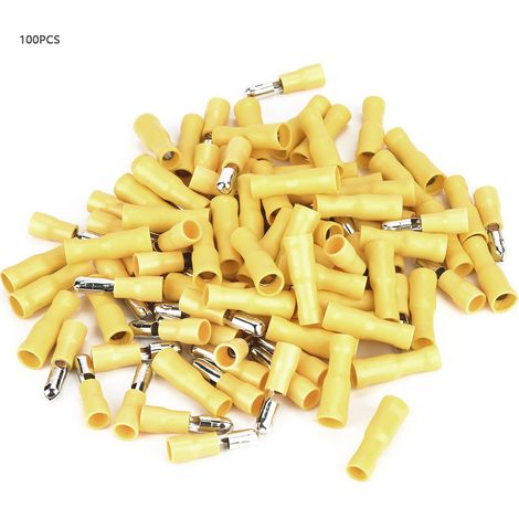 Connecteurs À Balle Jaunes - Bornes Serties Isolées 24A - Pour Raccords Électriques - Lot De 100 (1/5)