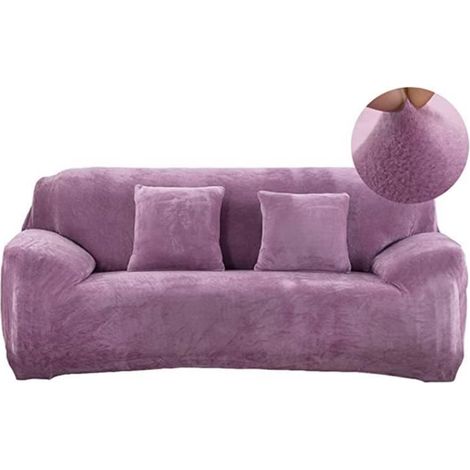 Housse de Canapé Extensible,1 Pièce Velours Revêtement de Canapé Élastique, 3Places Couvre pour Canapé Protege de Meubles-Violet (1/4)