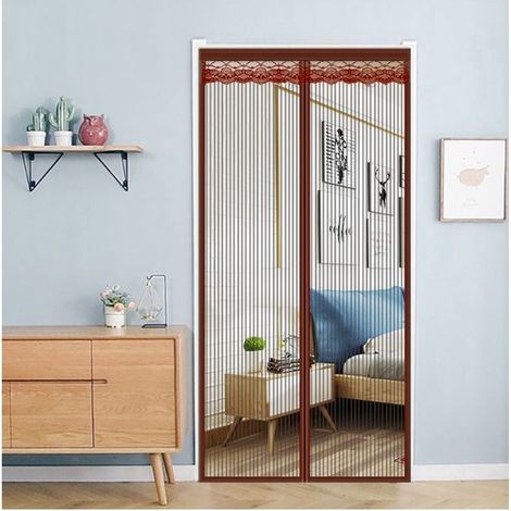 Moustiquaire de rideau de porte magnétique, anti-moustiques avec aimants, moustiquaires de fenêtre pour portes de balcon, magnétique automatique (120 x 210 cm, curry clair) (1/5)