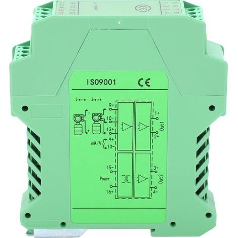 DC-Signalisolator, Strom-/Spannungstransmitter, DIN-Schienenmontage, 1 Eingang, 2 Ausgänge, 0–10 V bei 4–20 mA GLG (1/5)
