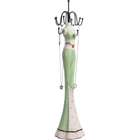 Porte-bijoux en forme de modèle pour colliers et boucles d'oreilles, organisateur de rangement vert (1/5)