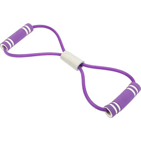 Bande élastique de résistance en forme de 8, longueur ajustable, pour étirement des bras et des épaules (violet). (1/5)